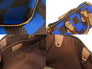 新品同様 LOUISVUITTON ルイヴィトン スピーディ バンドリエール 18 2WAY ミニボストンバッグ ダミエポップ ブルー 中古 4c067704 正
