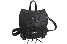 Load image into Gallery viewer, CHROME HEARTS クロムハーツ BSフレア リュック デイパック ラガープリント スクロールロゴ ブラック シルバー925 美品 中古 67706