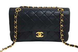 CHANEL シャネル マトラッセ 23 Wフラップ チェーン ショルダーバッグ ブラック 1番台 ラムスキン ココマーク ゴールド金具 美品 中古 67715