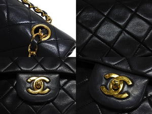 CHANEL シャネル マトラッセ 23 Wフラップ チェーン ショルダーバッグ ブラック 1番台 ラムスキン ココマーク ゴールド金具 美品 中古 67715