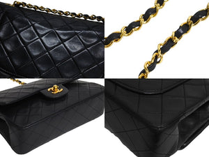 CHANEL シャネル マトラッセ 23 Wフラップ チェーン ショルダーバッグ ブラック 1番台 ラムスキン ココマーク ゴールド金具 美品 中古 67715