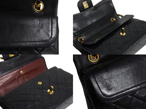 CHANEL シャネル マトラッセ 23 Wフラップ チェーン ショルダーバッグ ブラック 1番台 ラムスキン ココマーク ゴールド金具 美品 中古 67715