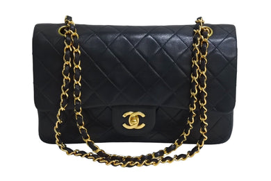 CHANEL シャネル マトラッセ 25 ショルダーバッグ ダブルフラップ 3番台 ラムスキン ブラック ゴールド 美品 中古 67716