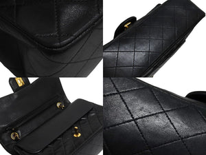 CHANEL シャネル マトラッセ 25 ショルダーバッグ ダブルフラップ 3番台 ラムスキン ブラック ゴールド 美品 中古 67716