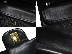CHANEL シャネル マトラッセ 25 ショルダーバッグ ダブルフラップ 3番台 ラムスキン ブラック ゴールド 美品 中古 67716