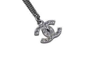 極美品 CHANEL シャネル ネックレス A28942Y02003 ココマーク シルバー メタル ラインストーン 10V刻印 重量5.6g 全長42.5cm 中古 67718
