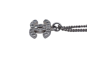 極美品 CHANEL シャネル ネックレス A28942Y02003 ココマーク シルバー メタル ラインストーン 10V刻印 重量5.6g 全長42.5cm 中古 67718