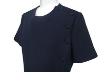 Load image into Gallery viewer, 極美品 Christian Dior クリスチャンディオール 半袖ワンピース 7E21632A1166 サイズ36 ネイビー ウール シルク 中古 4c067731