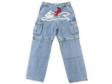 Load image into Gallery viewer, 新品未使用 BILLIONAIREBOYSCLUB ビリオネアボーイズクラブ ICECREAM アイスクリーム 2WAYWASHED DENIM CARGO PANTS サイズL ライトブルー