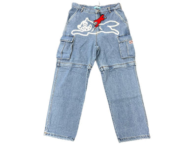 新品未使用 BILLIONAIREBOYSCLUB ビリオネアボーイズクラブ ICECREAM アイスクリーム 2WAYWASHED DENIM CARGO PANTS サイズL ライトブルー