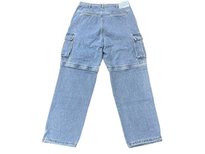 新品未使用 BILLIONAIREBOYSCLUB ビリオネアボーイズクラブ ICECREAM アイスクリーム 2WAYWASHED DENIM CARGO PANTS サイズL ライトブルー