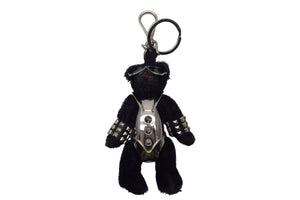 PRADA プラダ メタルベア キーホルダー チャーム クマ スタッズ 留め ブラック シルバー金具 美品 中古 4c067743 