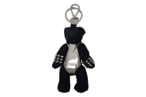 PRADA プラダ メタルベア キーホルダー チャーム クマ スタッズ 留め ブラック シルバー金具 美品 中古 4c067743 