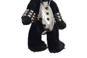 PRADA プラダ メタルベア キーホルダー チャーム クマ スタッズ 留め ブラック シルバー金具 美品 中古 4c067743 