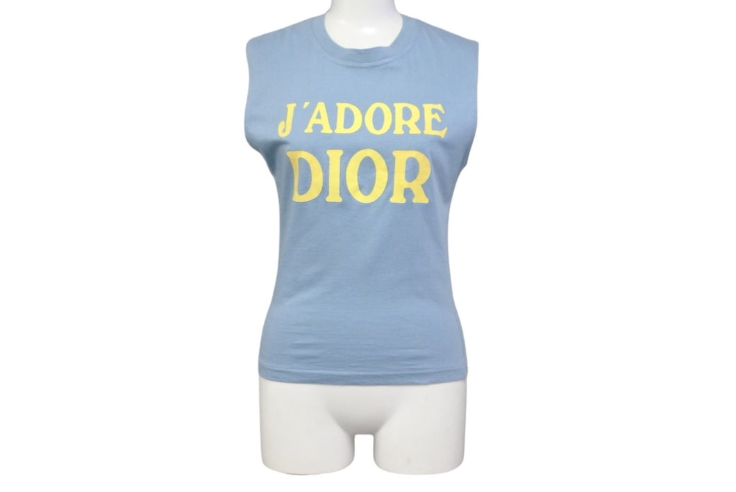 ChristianDior クリスチャンディオール J'ADORE タンクトップ 2E12155300 イタリア製 ブルー イエロー サイズ38 美品 中古 4c067838