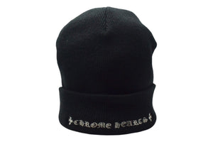 極美品 ChromeHearts クロムハーツ MattyBoy マッティボーイ ロゴ刺繍 ニットキャップ ビーニー ブラック ONE SIZE 中古 4c067839
