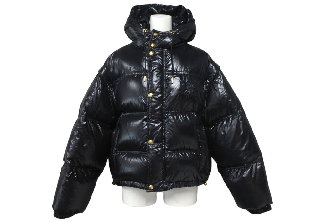 CELINE セリーヌ ダウンジャケット クロップド パファージャケット トリオンフパッチ 2W661595K サイズ34 美品 中古 4c067875