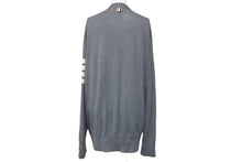 画像をギャラリービューアに読み込む, THOM BROWNE トムブラウン MKC002A00014038 ミディアムグレー メリノウール ニット 4-Bar クラシック Vネックカーディガン グレー サイズ5 美品 中古 4c067914