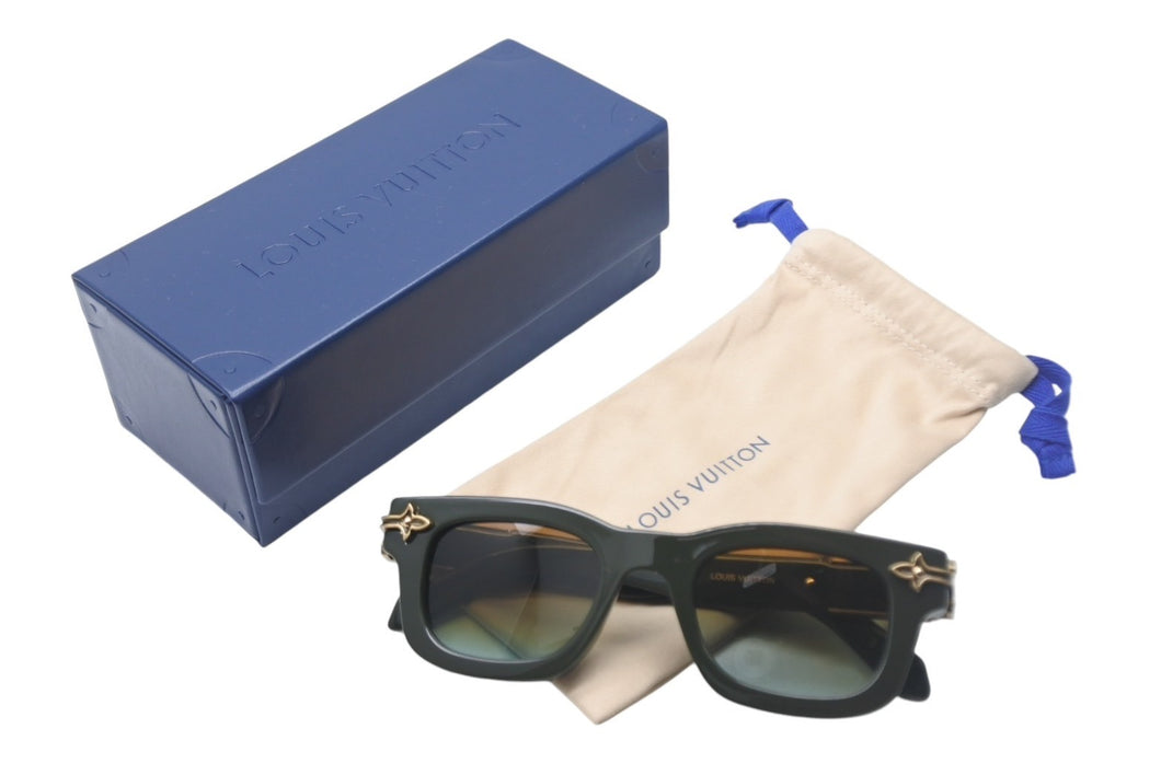 極美品 LOUIS VUITTON ルイヴィトン サングラス LV アラベスク Z2556U サイズ49□24 150 カーキ アセテート 中古 4c067928