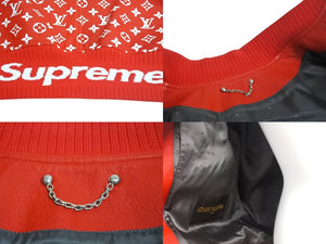 SUPREME シュプリーム ルイ ヴィトン ルイ ルイ LV Leather Baseball Jacket レザージャケット HDL90ED0S サイズ44 ゴートレザー 美品 中古 4c067958 