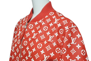 SUPREME シュプリーム ルイ ヴィトン ルイ ルイ LV Leather Baseball Jacket レザージャケット HDL90ED0S サイズ44 ゴートレザー 美品 中古 4c067958 