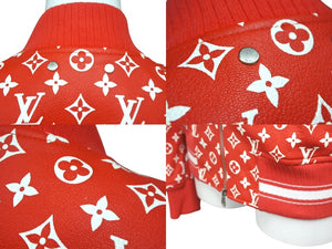 SUPREME シュプリーム ルイ ヴィトン ルイ ルイ LV Leather Baseball Jacket レザージャケット HDL90ED0S サイズ44 ゴートレザー 美品 中古 4c067958 