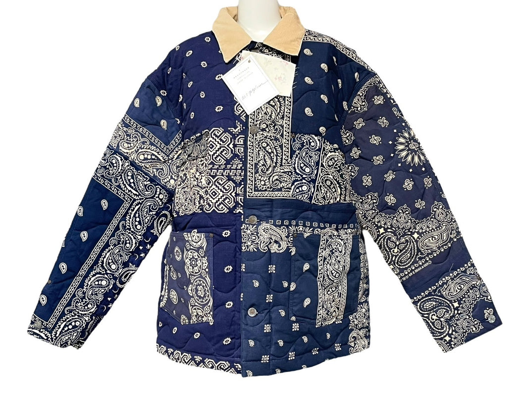 新品未使用 READY MADE レディメイド Quilting Bandana Burn Coat ジャケット サイズ1 ペイズリー柄 キルティング RE-CO-NV-00-00-111 中古 4c067968