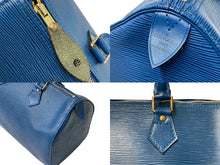 Load image into Gallery viewer, 極美品 LOUIS VUITTON ルイヴィトン スピーディ30 エピ ボストンバッグ M43005 PVC レザー ブルー ゴールド金具 中古 4c068007