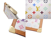 画像をギャラリービューアに読み込む, LOUIS VUITTON ルイヴィトン コインケース ポシェット クレ マルチカラー ホワイト M92655 ゴールド金具 美品 中古 4c068042