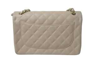 極美品 CHANEL シャネル マトラッセ30 Wチェーンショルダーバッグ 14番台 Wフラップ ココマーク キャビアスキン ベージュ ゴールド金具 中古 4c068079