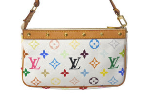 LOUIS VUITTON ルイヴィトン モノグラム マルチカラー ポシェット アクセソワール アクセサリーポーチ M92649 村上隆 ホワイト 美品 中古 4c068094