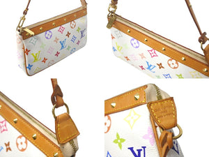 LOUIS VUITTON ルイヴィトン モノグラム マルチカラー ポシェット アクセソワール アクセサリーポーチ M92649 村上隆 ホワイト 美品 中古 4c068094