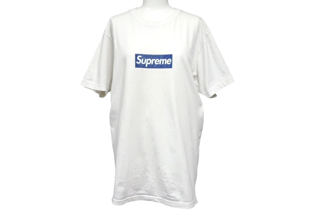 Supreme シュプリーム ニューヨーク ヤンキース × 47 ブランドボックスロゴ Ｔシャツ サイズM ニューヨークヤンキース ホワイト ネイビー 良品 中古 4c068109 