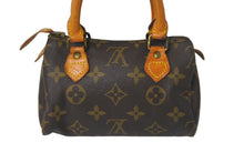 Load image into Gallery viewer, Louis Vuitton ルイヴィトン ミニスピーディ ミニボストンバッグ モノグラム M41534 ゴールド金具 ブラウン 美品 中古 4c068160