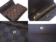 画像をギャラリービューアに読み込む, 極美品 LouisVuitton ルイヴィトン ダミエ ポルトフォイユ アレクサンドラ 三つ折り財布 N63067 ブラウン PVC レザー 中古 4c068161