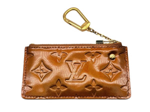 LOUIS VUITTON ルイヴィトン ヴェルニ ポシェット クレ コインケース M91206 ブロンズ エナメル ゴールド金具 美品 中古 4c068172