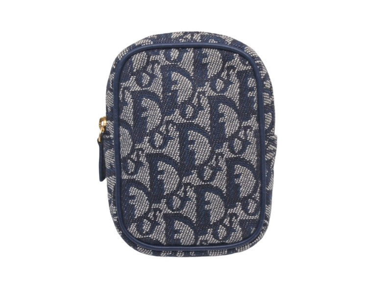 DIOR ディオール ポーチ トロッター ネイビー ゴールド 小物入れ 美品 中古品 4c068175