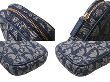Load image into Gallery viewer, DIOR ディオール ポーチ トロッター ネイビー ゴールド 小物入れ 美品 中古品 4c068175