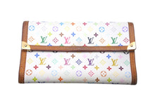 画像をギャラリービューアに読み込む, LOUIS VUITTON ルイヴィトン 長財布 M92659 ポルトトレゾール インターナショナル 村上隆 ホワイト マルチカラー PVC ゴールド金具 美品 中古 4c068100