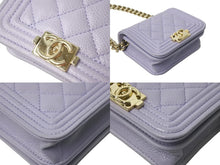 Load image into Gallery viewer, 極美品 CHANEL シャネル ボーイシャネル チェーン ポシェット パープル キャビアスキン 31番台 中古 4c068185