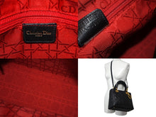 Load image into Gallery viewer, ChristianDior クリスチャンディオール レディディオール ミディアム 2WAYバッグ カナージュ ラムスキン ブラック 美品 中古 4c067137