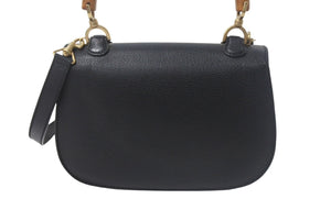 GUCCI グッチ バンブー2WAYショルダーバッグ ハンドバッグ 000 1364 0633 レザー ブラック ブラウン 美品 中古 4c068203 