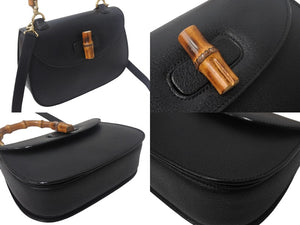 GUCCI グッチ バンブー2WAYショルダーバッグ ハンドバッグ 000 1364 0633 レザー ブラック ブラウン 美品 中古 4c068203 