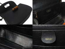 画像をギャラリービューアに読み込む, GUCCI グッチ バンブー2WAYショルダーバッグ ハンドバッグ 000 1364 0633 レザー ブラック ブラウン 美品 中古 4c068203 