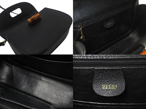 GUCCI グッチ バンブー2WAYショルダーバッグ ハンドバッグ 000 1364 0633 レザー ブラック ブラウン 美品 中古 4c068203 