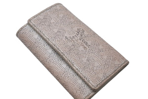 GOYARD ゴヤール ヘリンボーン柄 6連 キーケース ホワイト 白 PVC ロゴ 小物 鍵 中古 4c068207