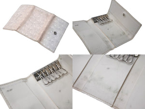 GOYARD ゴヤール ヘリンボーン柄 6連 キーケース ホワイト 白 PVC ロゴ 小物 鍵 中古 4c068207