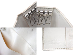 GOYARD ゴヤール ヘリンボーン柄 6連 キーケース ホワイト 白 PVC ロゴ 小物 鍵 中古 4c068207