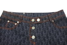 Load image into Gallery viewer, ChristianDior クリスチャンディオール デニムパンツ トロッター柄 フライトライン ネイビー オレンジ サイズ38 美品 中古 4c068222