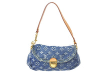 Load image into Gallery viewer, 極美品 LOUIS VUITTON ルイヴィトン ミニプリーティ ワンショルダーバッグ ハンドバッグ M95050 モノグラムデニム レザー ブルー 中古 4c068252